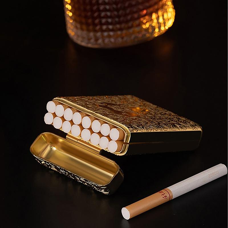 New Luxury Vintage Engraved Cigarette Case Holder Pocket Cigarette Storage Box For 16 Cigarettes Container Men'S Gift