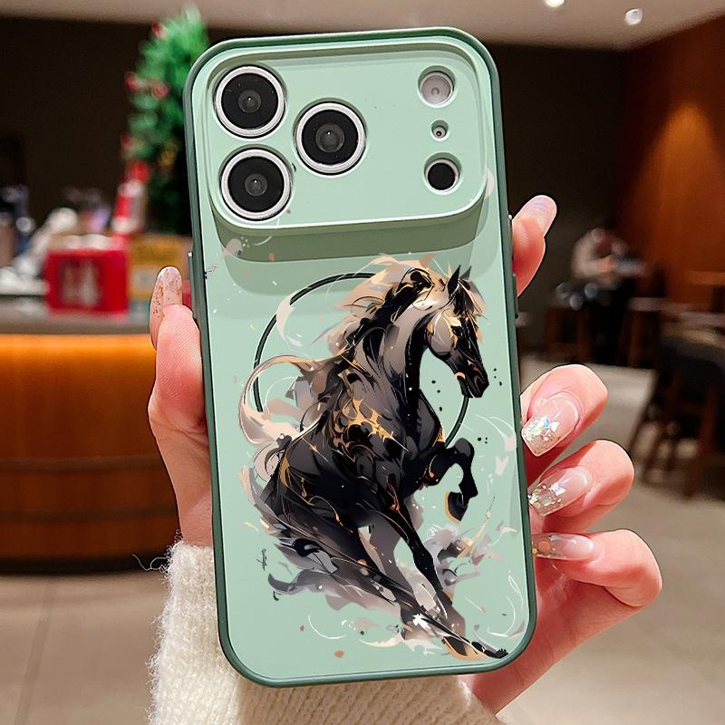 Running Horse Print Magnetic Phone Case For iPhone 17 Pro Max 16 15 14 13 Pro Max For Magsafe Wireless Charge Hard PC Back Cover
