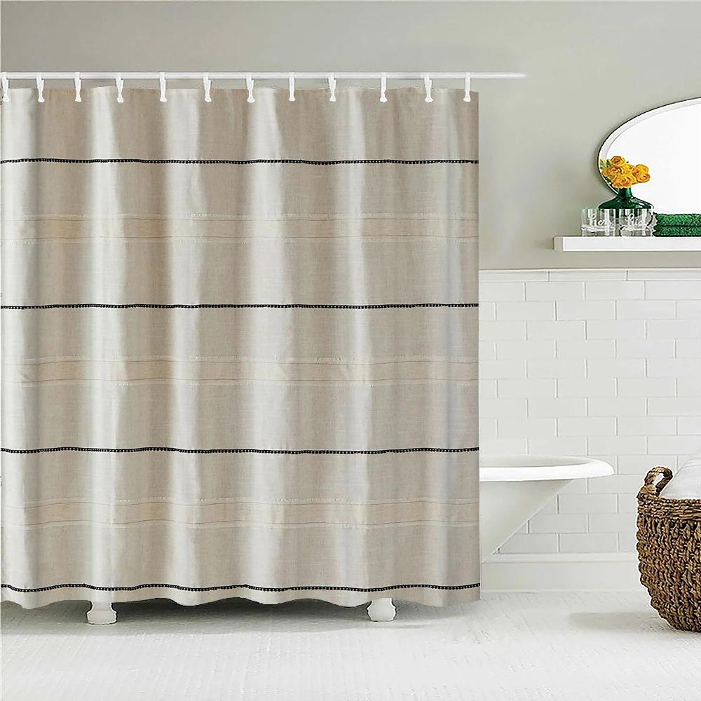 240x180cm Bathroom Waterproof Shower Curtain Simple Geometric Pattern Printing Polyester Home Decoration Curtain With Hook