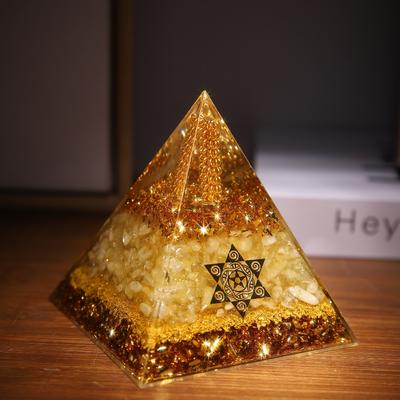 5/6/8/10cm Crystal Pyramid Cube Design Resin Citrine Orgonite Pyramid Handmade Gifts Prosperity Attraction Crystal Home Decor
