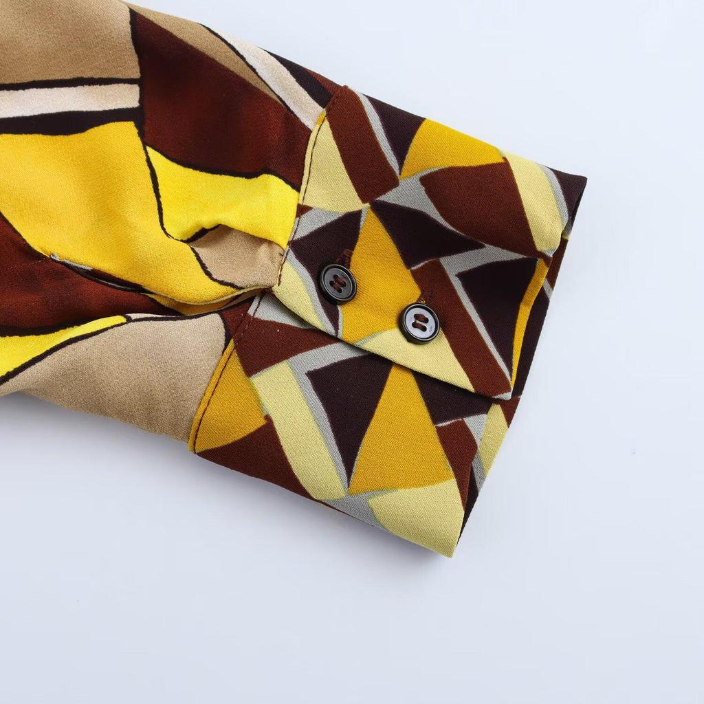 Spring 2025 Women's European & American Street Fashion Print Shirt + Pants Set