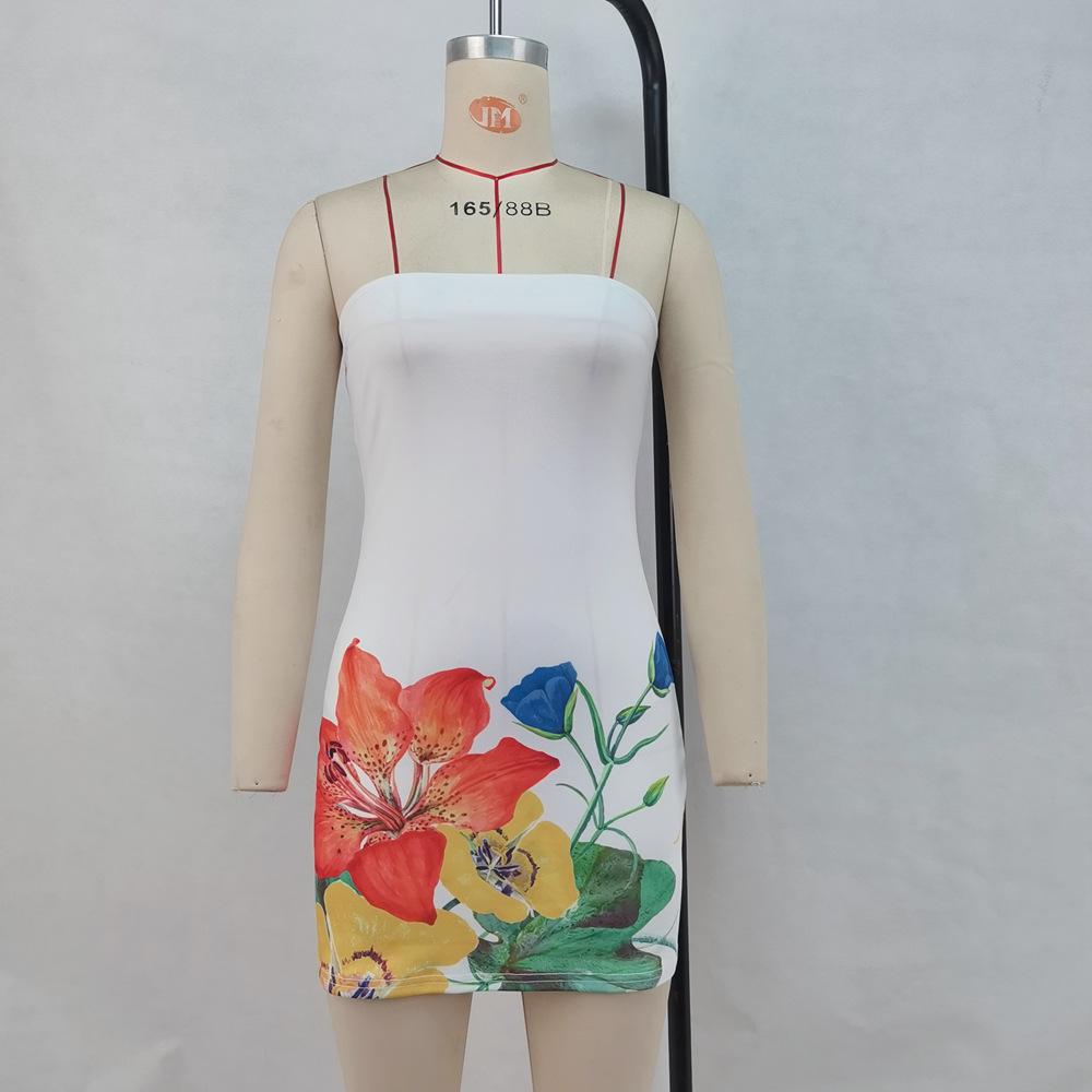 

Женское летнее новое сексуальное платье без бретелек с принтом, с завышенной талией, для ночного клуба L белый