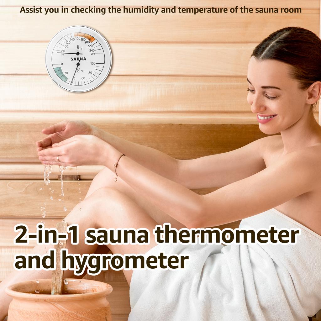 Sauna Thermometer & Hygrometer Alloy Wall-Mounted Spa Accessory Precise Mechanical Testing Indoor Family Hotel