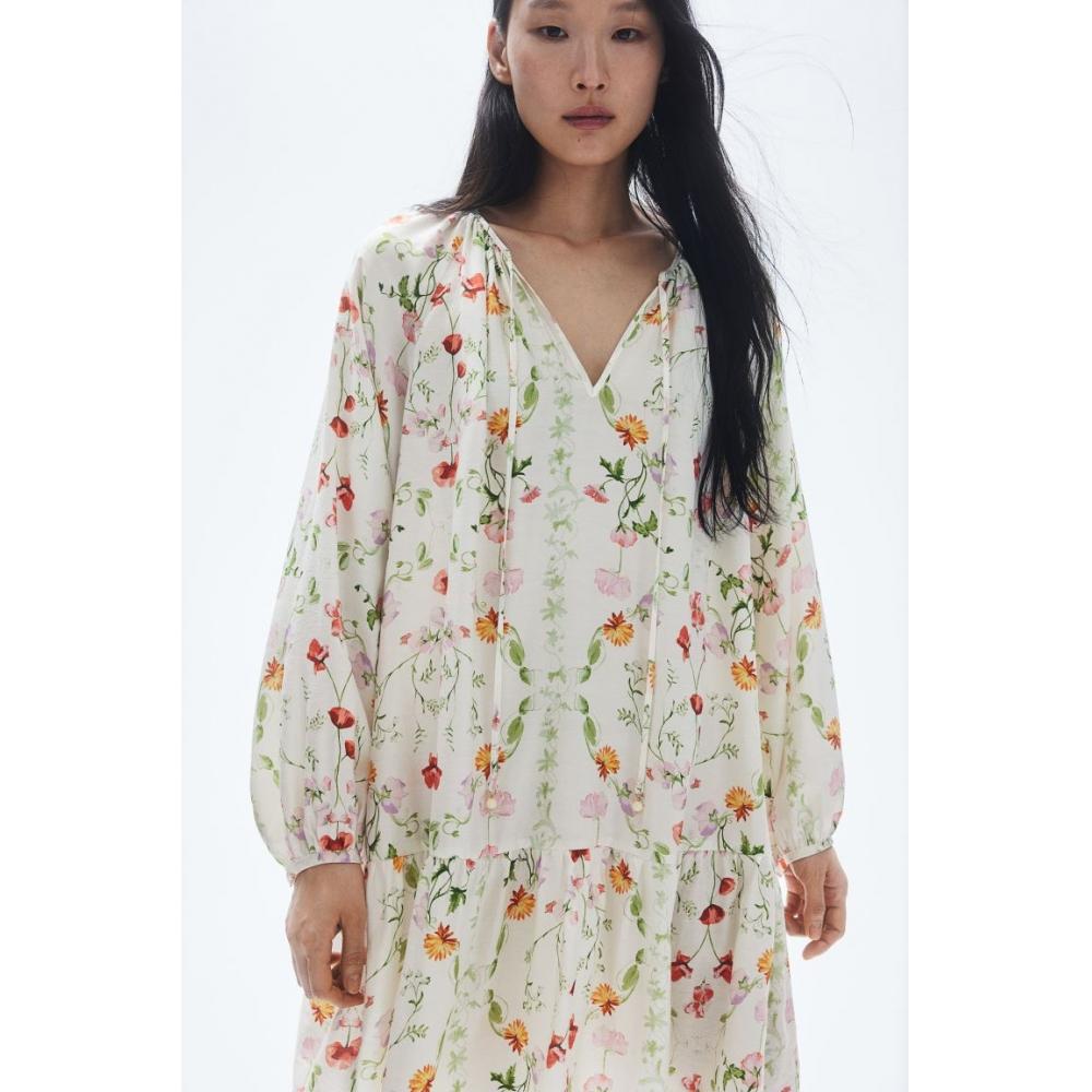 

Платье HM с завязками, белое с цветочным принтом