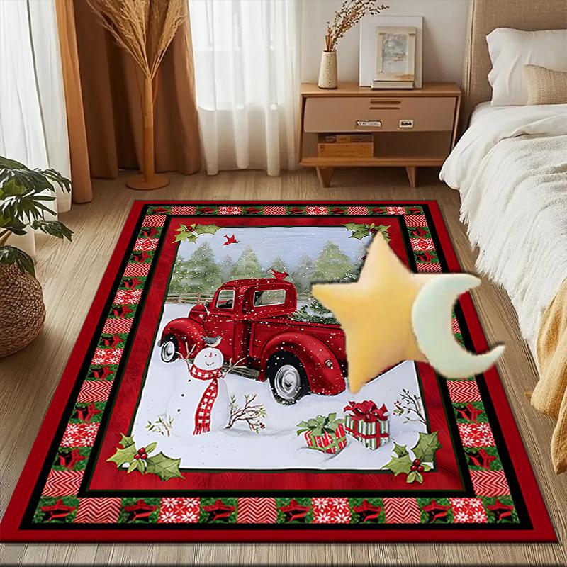 Christmas Vintage Truck Area Rug Suitable for Indoor And Outdoor,Carpets for Kitchens, Homes, Offices, Living Rooms,Home Decor,Christmas Gift