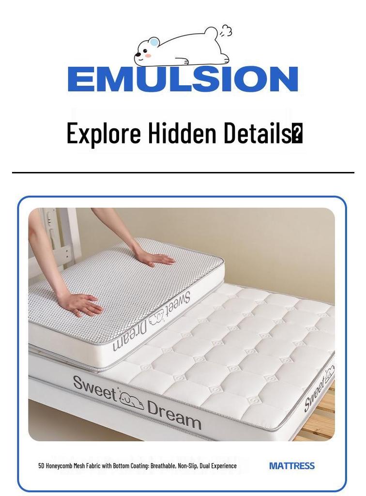 2026 New Milk Silk Latex Memory Foam Mattress for Dormitory Bunk Bed, Non-slip Single Size for Rental Rooms