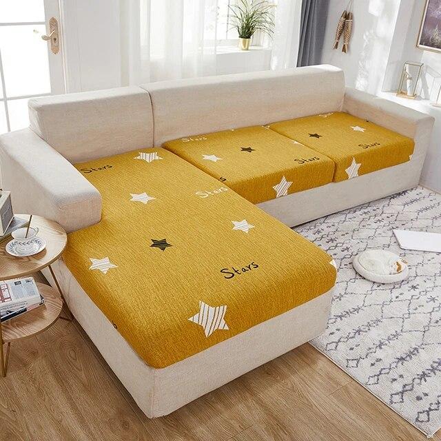 Sofa-Sitzkissenbezug für Wohnzimmer, Stretch-bedruckter Sofa-Schonbezug, L-förmiger Ecksofa-Bezug, Funda-Sofa, elastischer Couch-Bezug