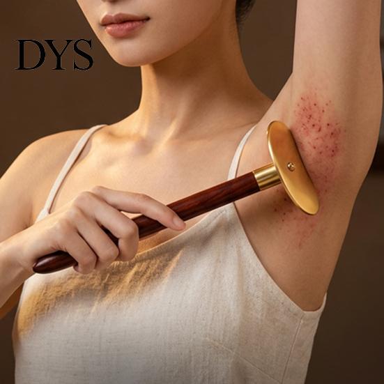 Professional Body Massage Tool Brass Gua Sha Scraper, Long Handle for Back Portable Self Care Equipment Neck, Meridian Relaxation Stick Care, Home Spa