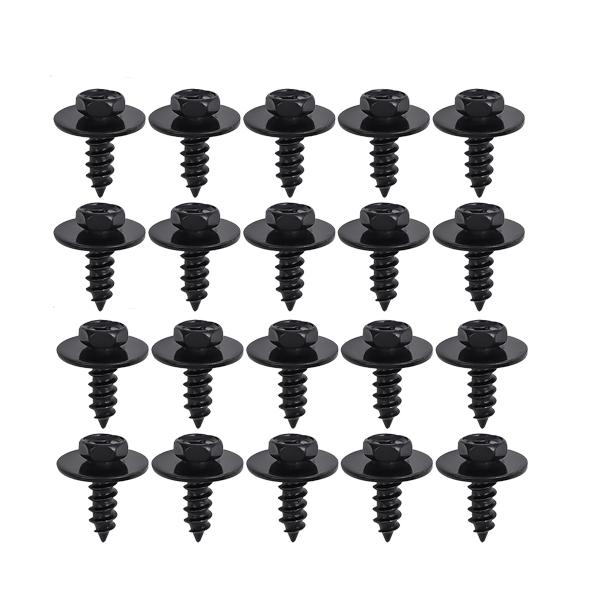 Black Car Bumper Fender Fastener Clip Hex Head Self Tapping Screws Universal Auto Fender Splash Seal Guards Rivet Clip Screws