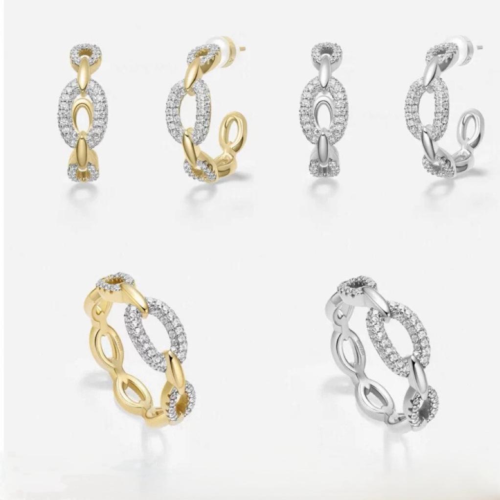 HEFANG Light Luxury Women's Chain Earrings - Fashionable and Versatile for Commuting or Dating, High-End Feel Ear Stud Accessories.