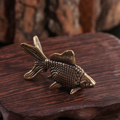 Niedliche Vintage Messing Goldfisch Statue Antike Lebensechte Goldfisch Figuren Exquisite Elegante Glücksbringer Tier Skulptur