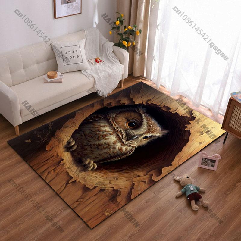 Hidden owl in tree hollow carpet Yoga living room room decor children's crawling mat doormat area rug games mat