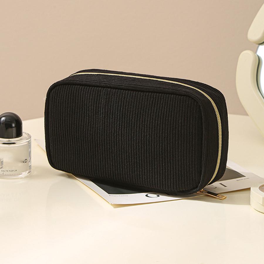 Women Cosmetic Bag Corduroy Solid Color Makeup Pouch Travel Portable Wash Toiletry Storage Bag Organizer Purse 2025 New