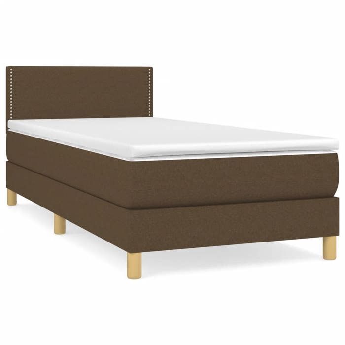 3140500 vidaXL Lit à sommier tapissier avec matelas Marron foncé 90x190 cm