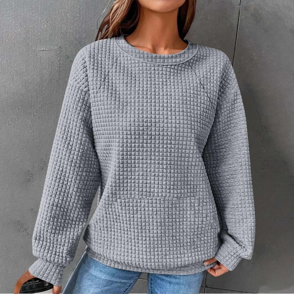 Women's Fashionable Long-sleeved Pullover And Solid-color  Sweatshirt