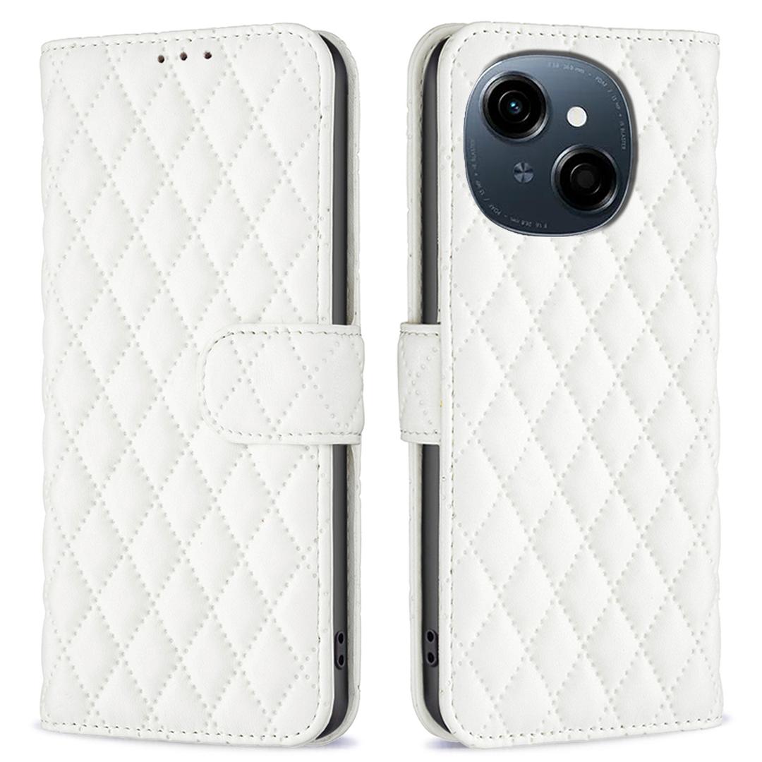 BINFEN COLOR BF Style-14 For TECNO Spark Go 2025/Spark Go 1/Pop 9 4G Case Rhombus Phone Leather Cover Stand C