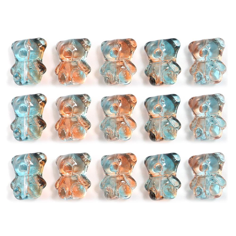 20pcs Bear Glass Beads Colorful Cute Lampwork Loose Spacer Bead For Jewelry Making DIY Necklace Bracelet Phone Chain Accessories