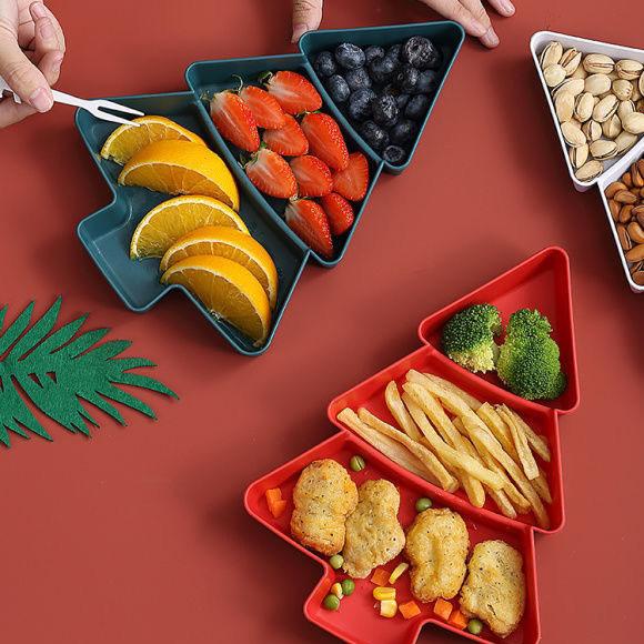 Christmas Tree Plate Snacks Fruit Plate Christmas Fruit Plate Divided Tableware Christmas Tableware Children's Anti Drop