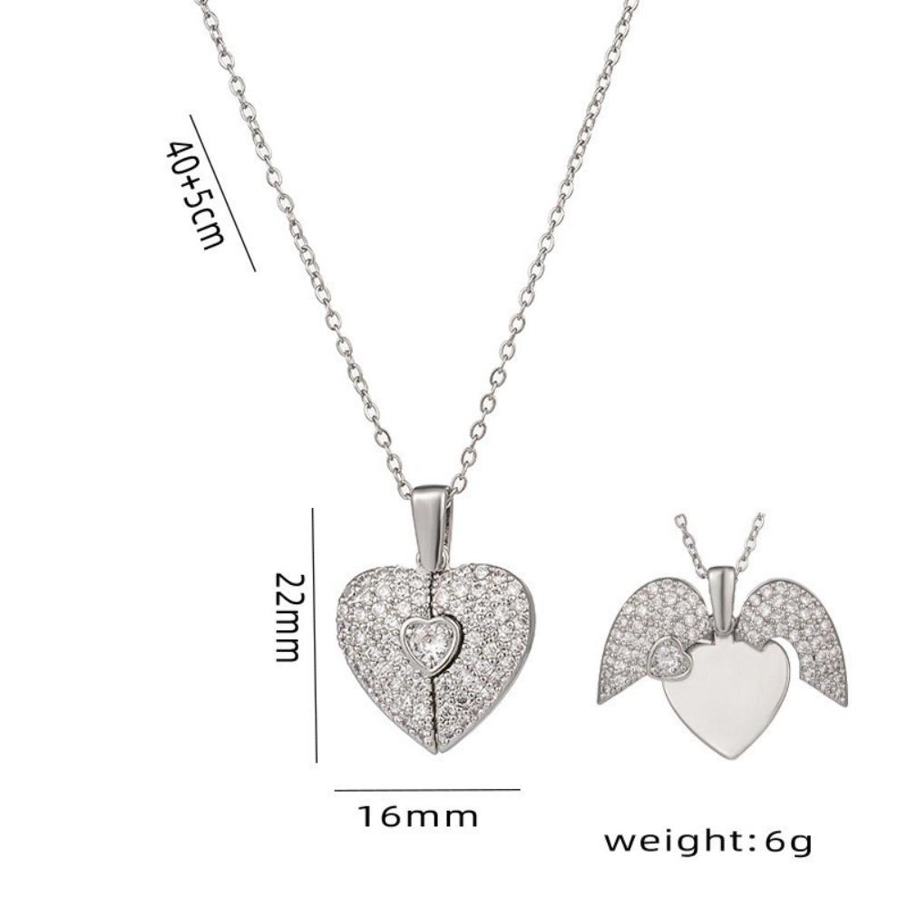 

Titanium Steel Necklace Women Heart Wing Pendant Collarbone Chain Jewelry Gift for Her