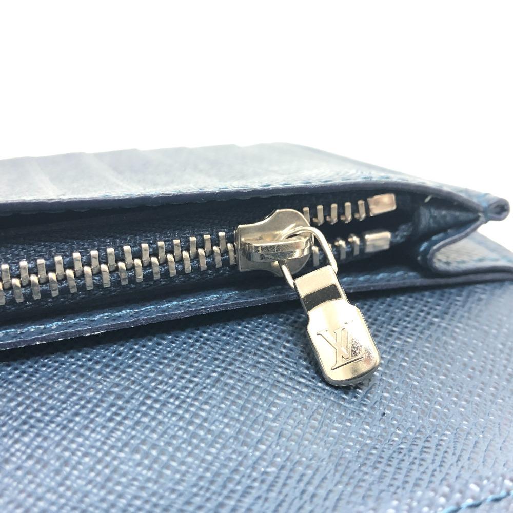 Louis Vuitton M64010 Taiga Stripe Portefeuille Brazza Long Wallet blue/Wine Red