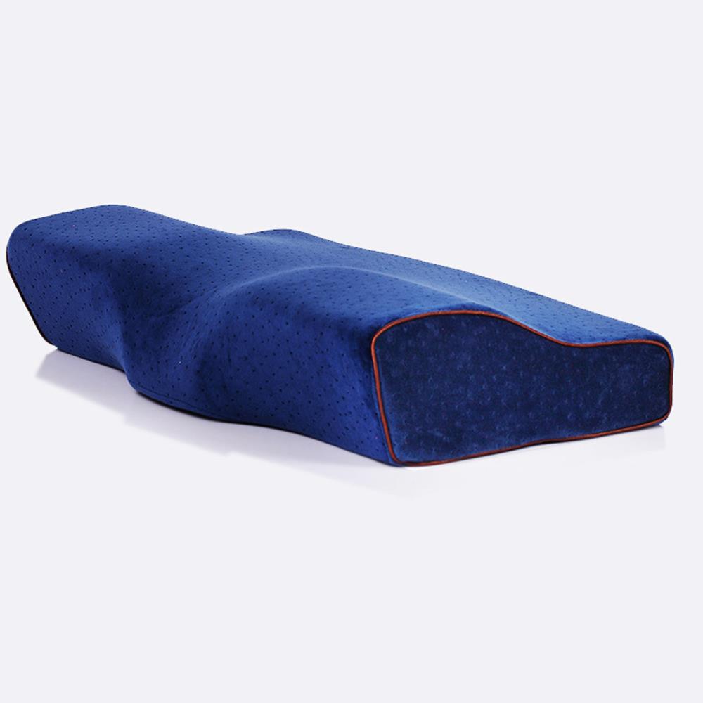 Soft Velvet Memory Pillow Cover Butterfly Shaped Pillowcase Detachable Washable Child Adult Neck Memory Pillow Covers For Home 50x30x10x7cm темно-синий