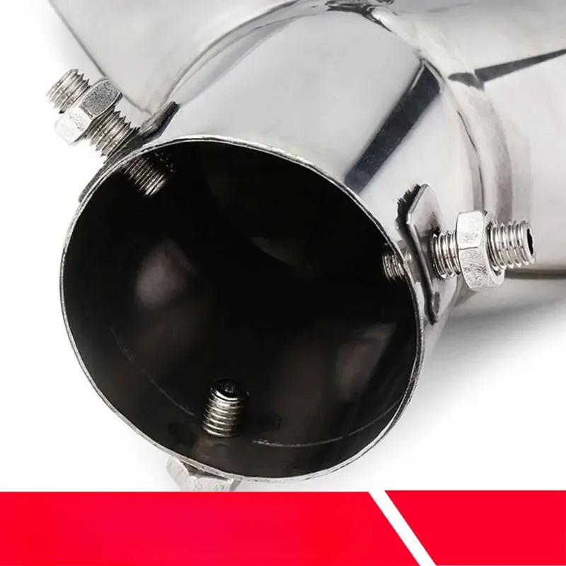Chrome-plated Stainless Steel Car Muffler, 63mm, Dual Outlet, Exhaust Pipe Tip, Modified Trim, Rear Throat, Car Lining, Silver T