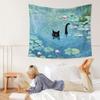 Cute Black Cat Art Painting Tapestry, Aesthetic Black Cats Decor, Vintage Cat Tapestry Wall Hanging For Room Bedroom Living