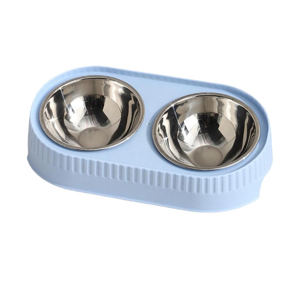 YPBEW Miski dla psów Podwójna miska ze stali nierdzewnej Zestaw naczyń na wodę i karmę Stojak spowalniający jedzenie dla kotów szczeniąt Odłączany