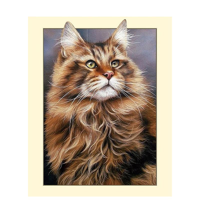 5D Diy Diamond Embroidery Animal Full Round Diamond Painting Cat Diamond Mosaic Cross Stitch Handmade Gift