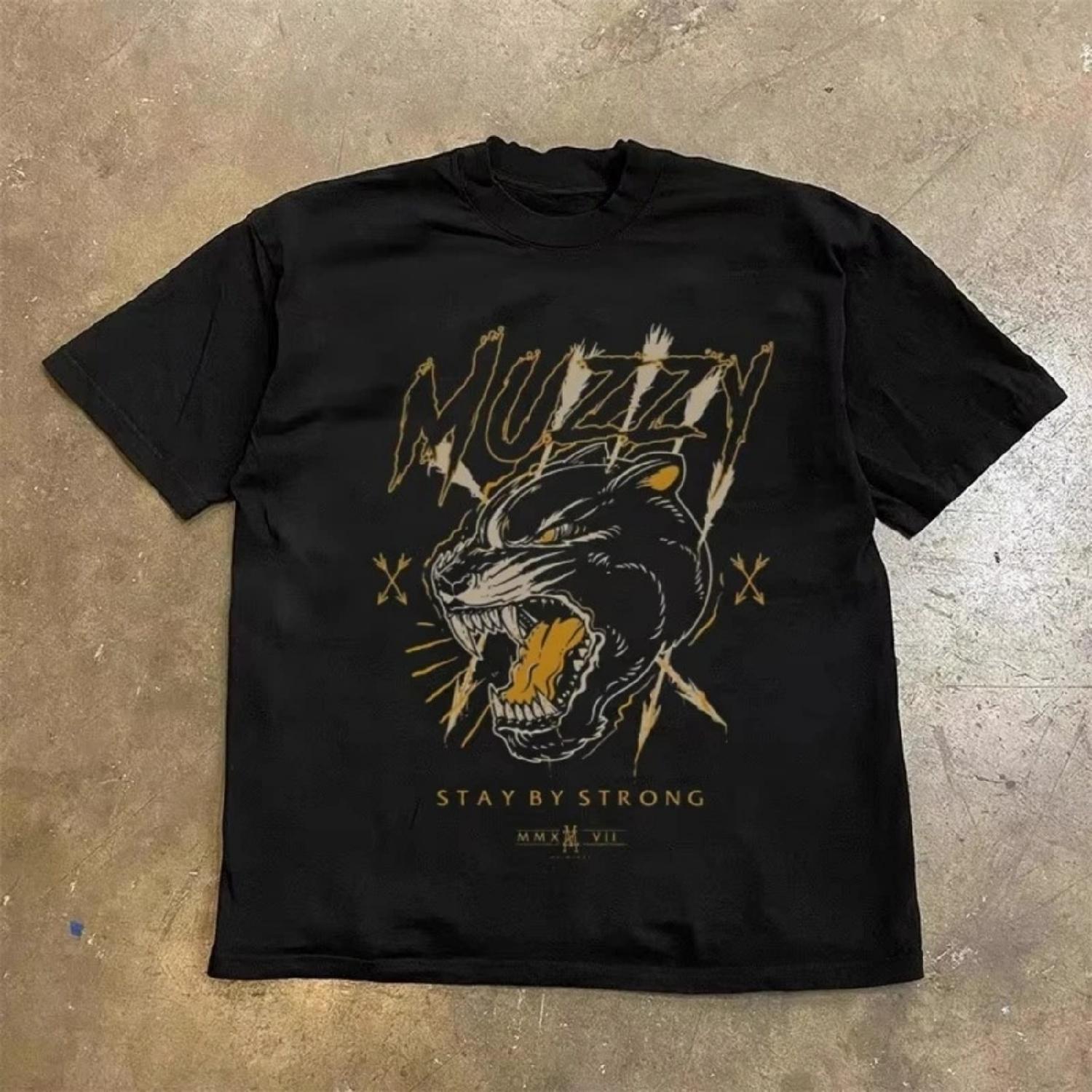 

American T-shirt Fashionable Loose and Versatile Retro Tiger Creative Printed Short Sleeved T-shirt for Men and Women Y2k Top XXXXXL різнокольоровий