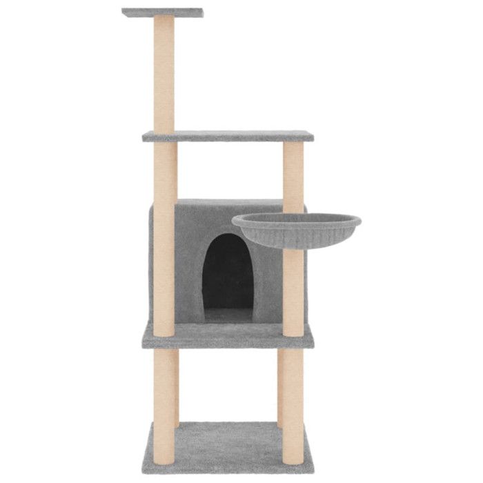 VidaXL Cat Tree with Sisal Scratching Posts Light Grey 132 Cm 171727