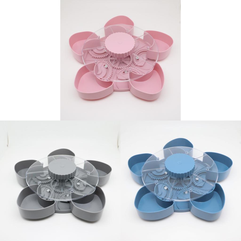 Divided Snack Serving Tray With Spin Function For Home Party And Gift Use