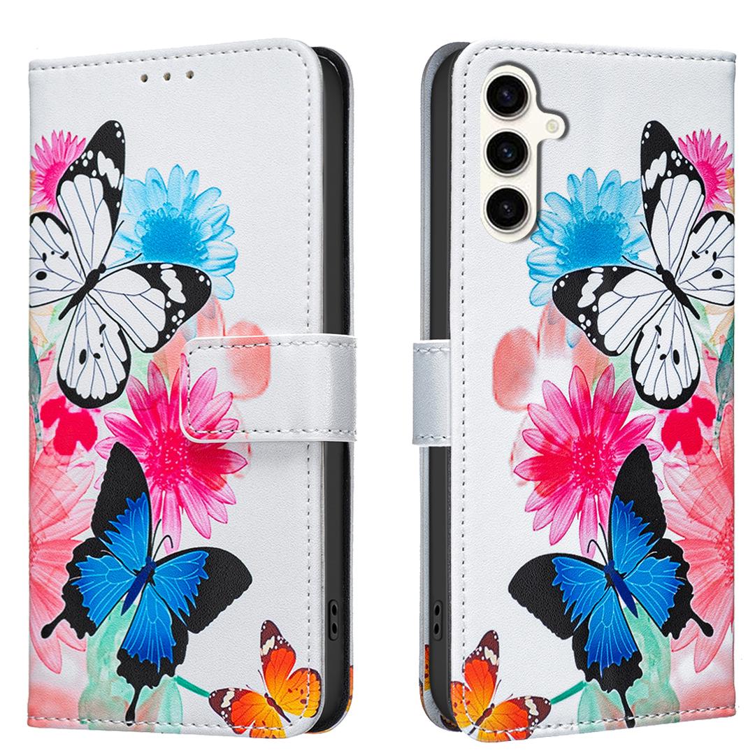 

For Samsung Galaxy S24/Galaxy S25 Case Wallet Stand Pattern Printing Phone Leather Cover Two Butterflies