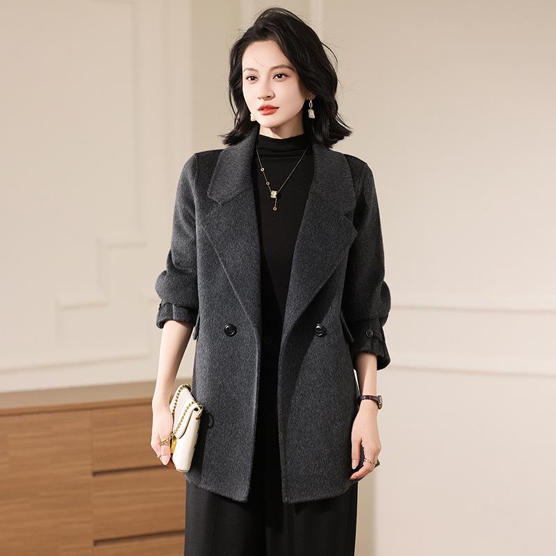 

2025 Double-Sided Wool Suit Collar Mid-Length Casual Coat L (140-160 jin)