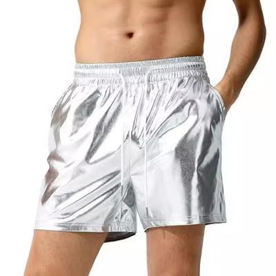 Men's Shiny Leather Shorts Casual Beach Shorts