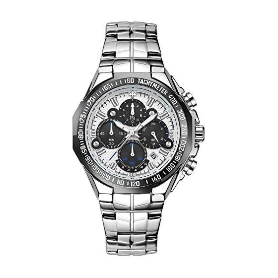 RORIOS Watch Men s Chronograph Date Display Stopwatch Men s Business Sports Arm Watch Waterproof Calendar Luminous Stainless Steel Band