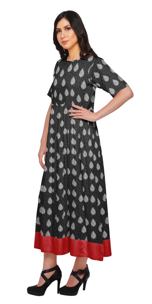 Moomaya Impresos Kurti Codo Manga T Nica Vestidos De Verano De La Mujer