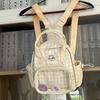 Schoolbag new Japanese ins high value fresh and sweet plaid lazy wind transparent pain bag girl mini backpack