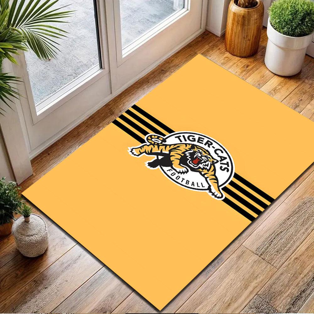 "Yellow Tiger-Cats Football Logo Design" Patterned carpet, non slip mat suitable for living room and bedroom sofas