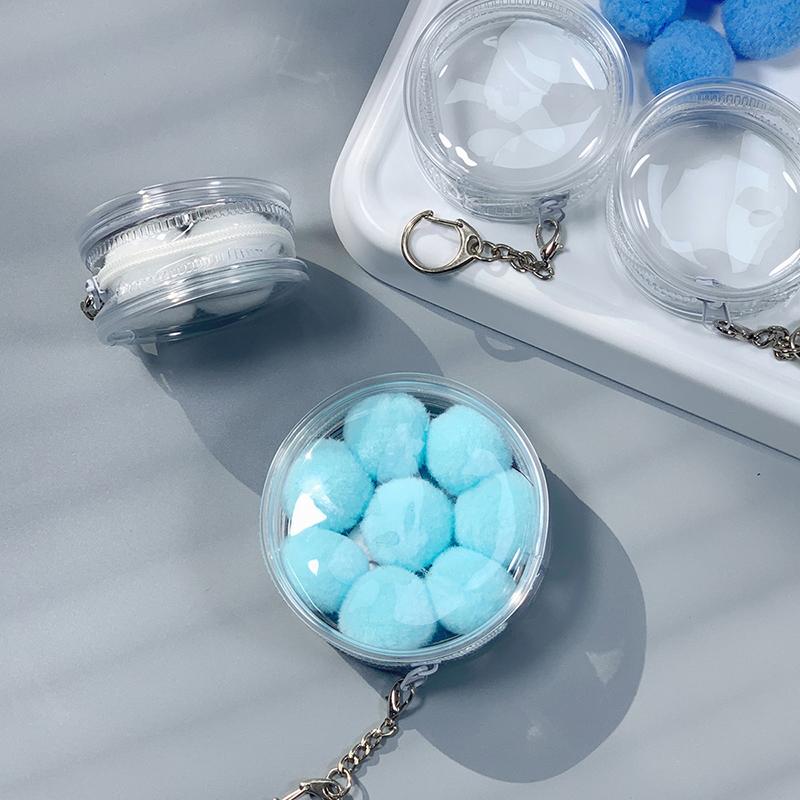 Yuvarlak Şeffaf Rozet Sergileme Çantası Çift Taraflı Rozet Saklama Çantası Ponponlu Rozet Su Geçirmez Sergileme Kılıfı Asılabilir Çanta