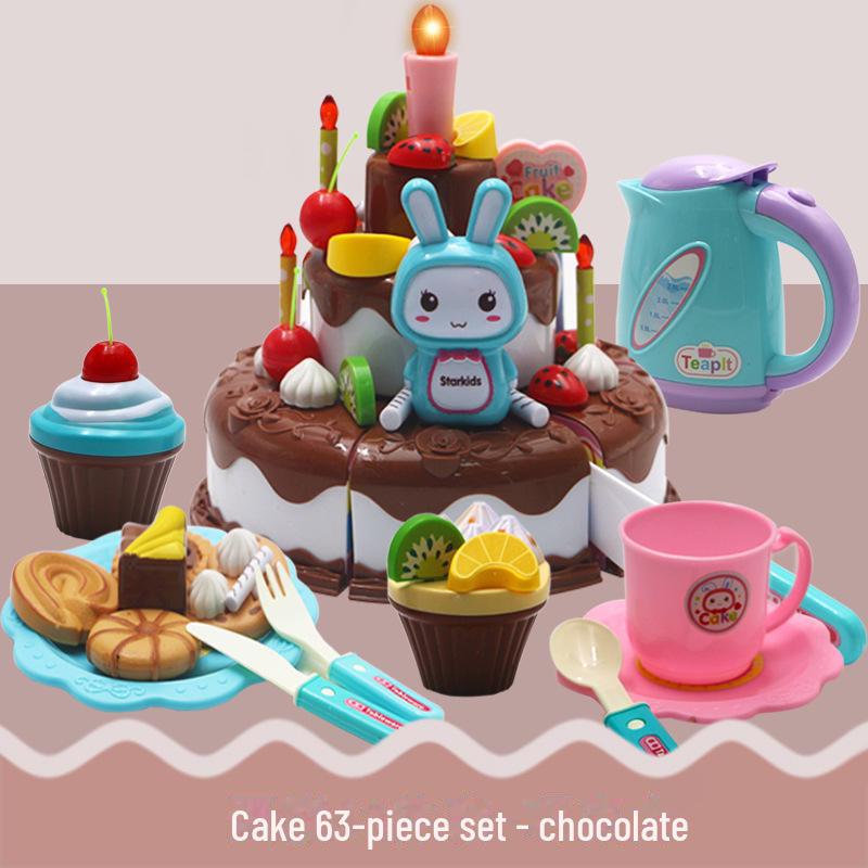 Kids' Cake and Fruit Cutting Playset - Fun Kitchen Toys for 3-Year-Olds