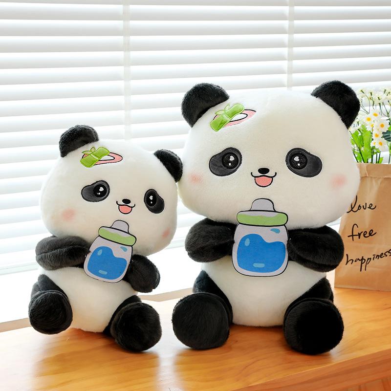 Cute Bottle Panda Plush Toy Children's Soothing Doll Zoo Souvenir Car Ornament Sleeping Pillow