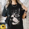 Psychedelisches Katze T-Shirt Trippy Shirt Gothic Rundhals Neue Kleidung Ästhetik Mode Lässiger Stil Trendiger Street Print T-Shirt