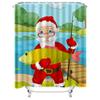 TU Fishing Santa Claus Shower Curtain Christmas Holiday Coastal Beach Bathroom Decor Waterproof Set Vintage Rustic Farmhouse Sty