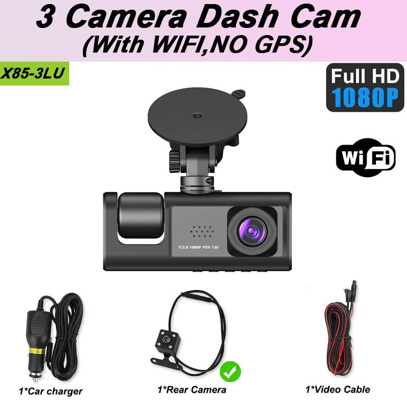 3Channel WiFi APP GPS Dash Cam for Cars Camera Car Dvr 1080P Video Recorder Rear View Camera for Vehicle Black Box Car Accessory