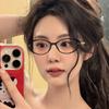 No Makeup Young Reading Glasses Anti-Blue Flat Glasses Fashion Diamond-Encrusted Retro Cat Eye Trendy Girl Nerd Advanced