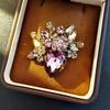 High-End Flower Heavy Industry Styling Light Luxury Brooch Women'S Niche Luxury Crystal Brooch Blazer Pin Accessories