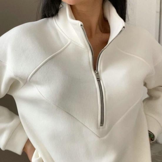 2 Stück/Set Herbst Sweatshirt Hosen Set Locker Warm Stehkragen Elastischer Bund