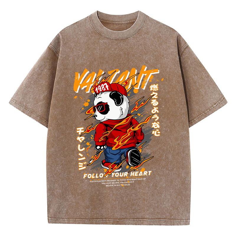 

Женские стираные футболки Футболки с принтом «Кунг-фу Панда» Хлопковые футболки большого размера с круглым вырезом Винтажная уличная женская одежда 3XL