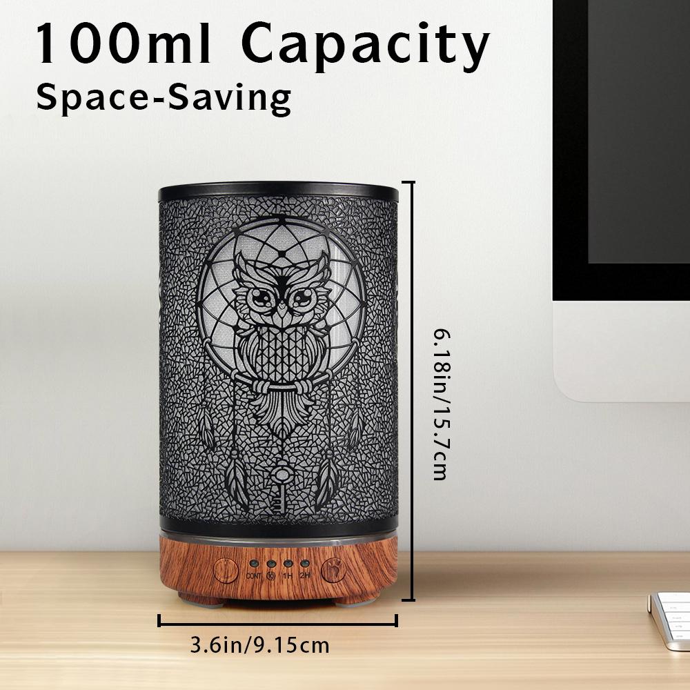 100ml Owl Essential Oil Diffuser 1/2 Hours Timing Function Ultrasonic Air Humidifier Aroma Diffuser with Colorful LED Lights